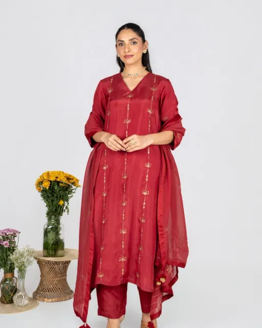 Rumi Red kurta set with Dupatta
